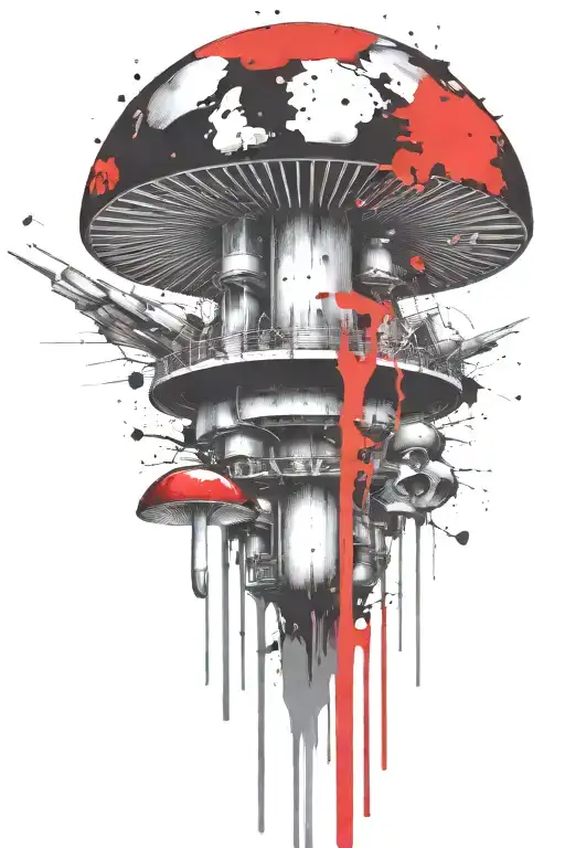  Grenade and mushroom time bomb together  tattoo design idea