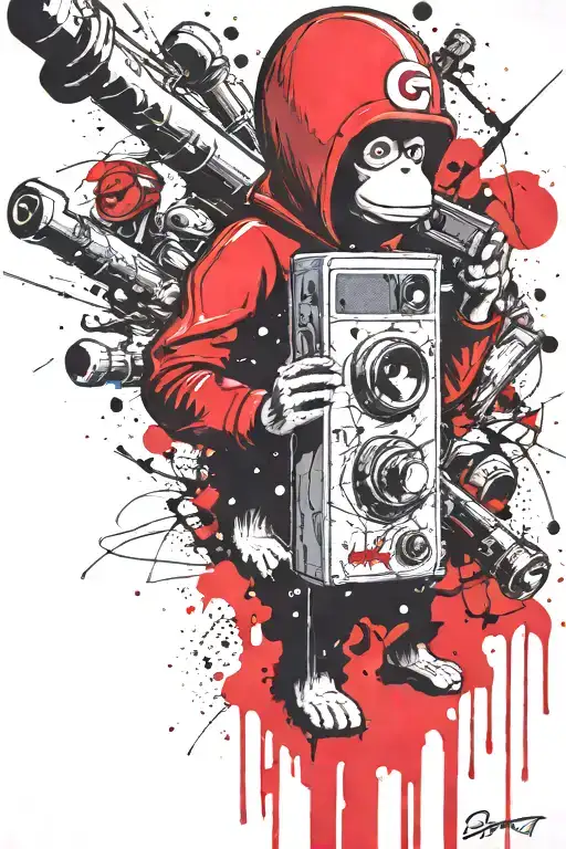 curious George boomers grenade exploding inconspicuouslmushrooms tattoo design idea