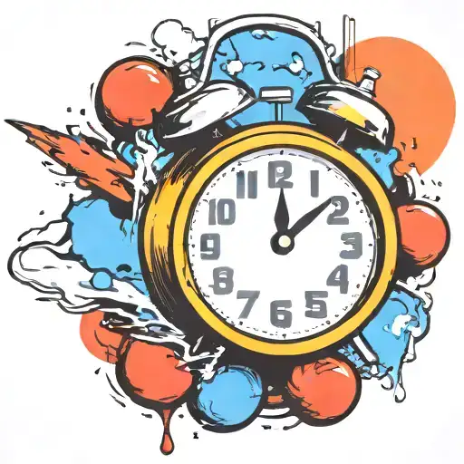 scary old school alarm clock  and freezing  tattoo design idea