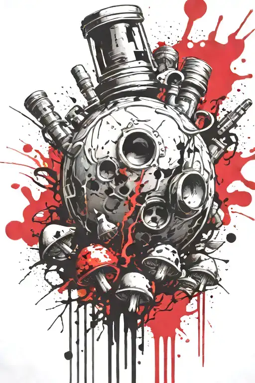 boomers grenade exploding mushrooms tattoo design idea