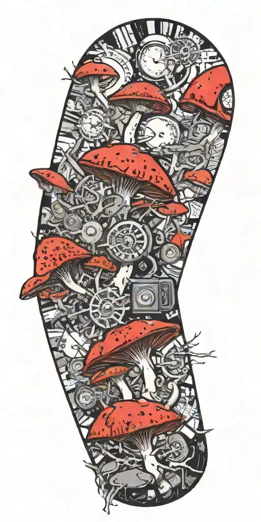 grenade mushroom ticking time bomb   tattoo design idea