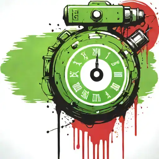 green wired explosive device or bomb and timer running grenade tattoo design idea