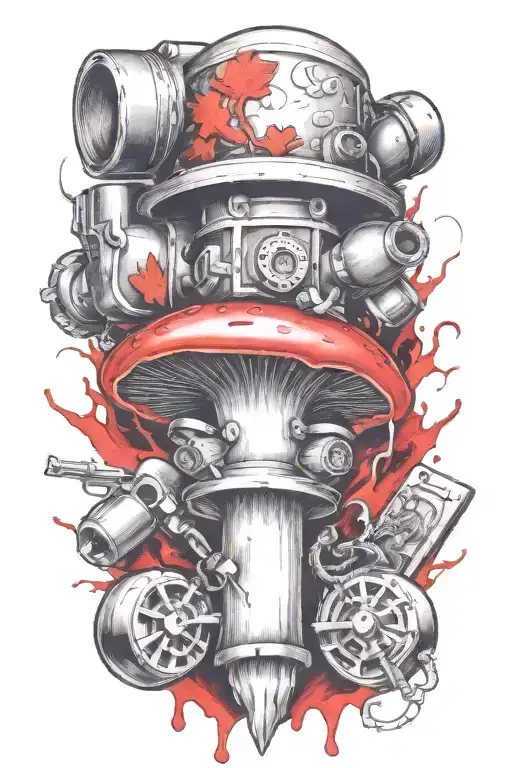 gangster mushroom grenade mixed together tattoo design idea