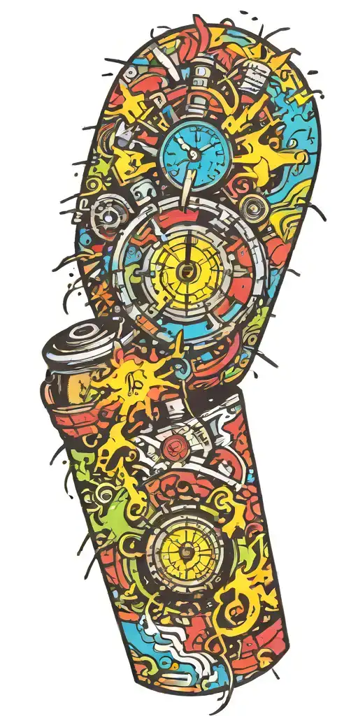 inconspicuous ticking time bomb explosion  tattoo design idea