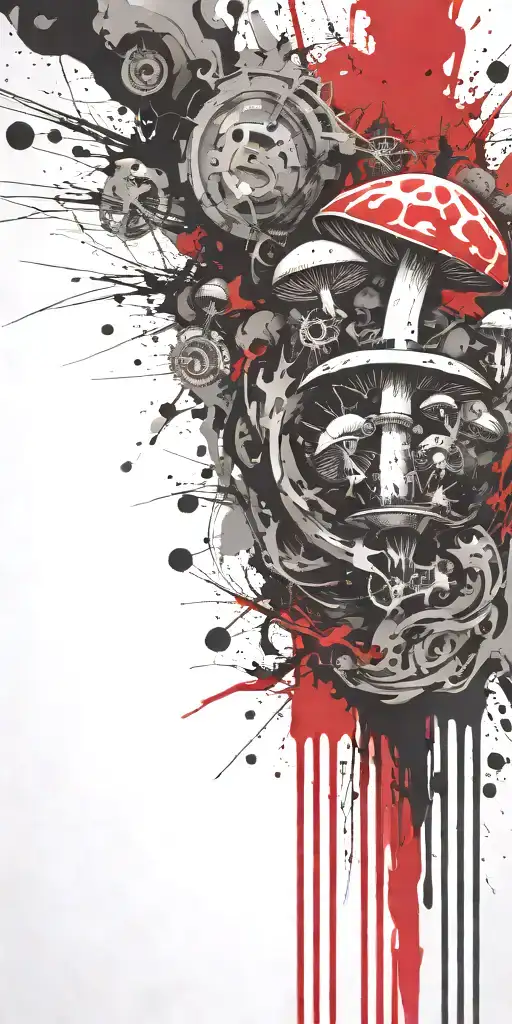 sophisticated mushroom explosives ticking time bomb  tattoo design idea