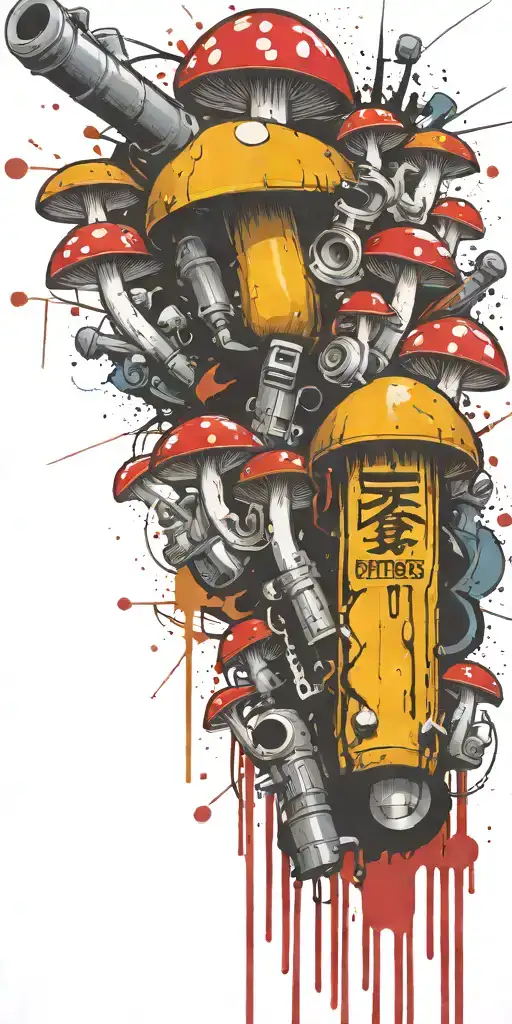 I conscious gangster  mushroom grenade boomers tattoo design idea