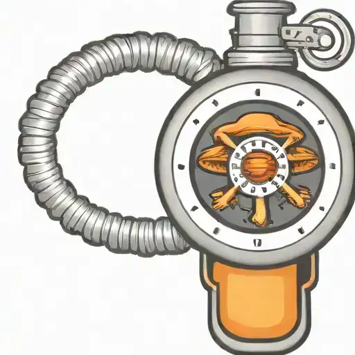 mushroom grenade wired explosive device or bomb and timer running tattoo design idea