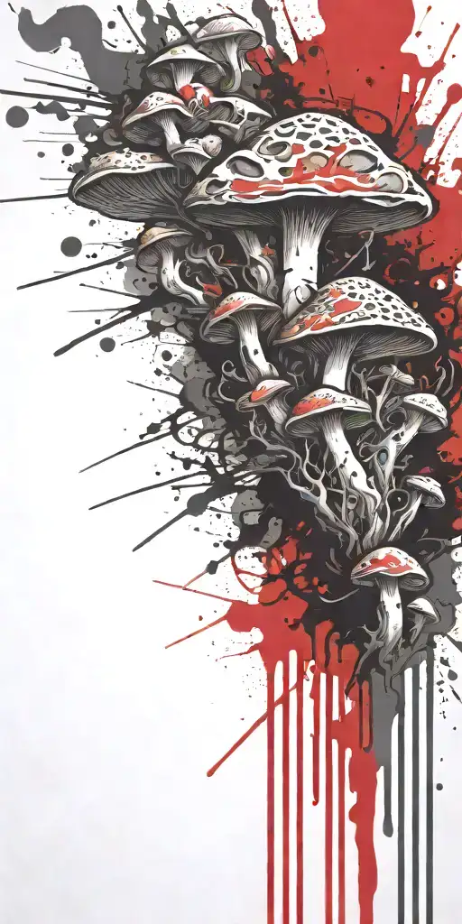 sophisticated mushroom explosive device  tattoo design idea
