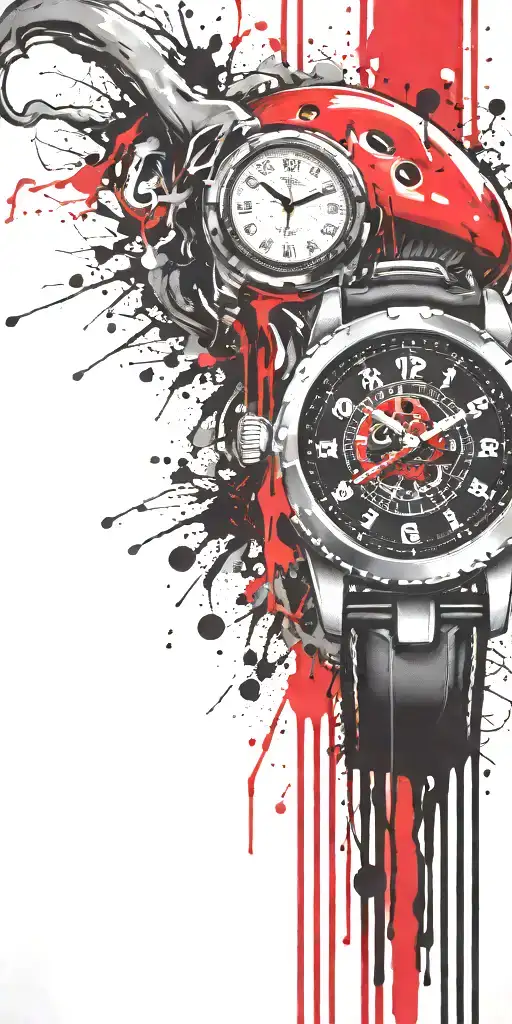 inconspicuous hippy shroom grenade wrist watchmixed together tattoo design idea