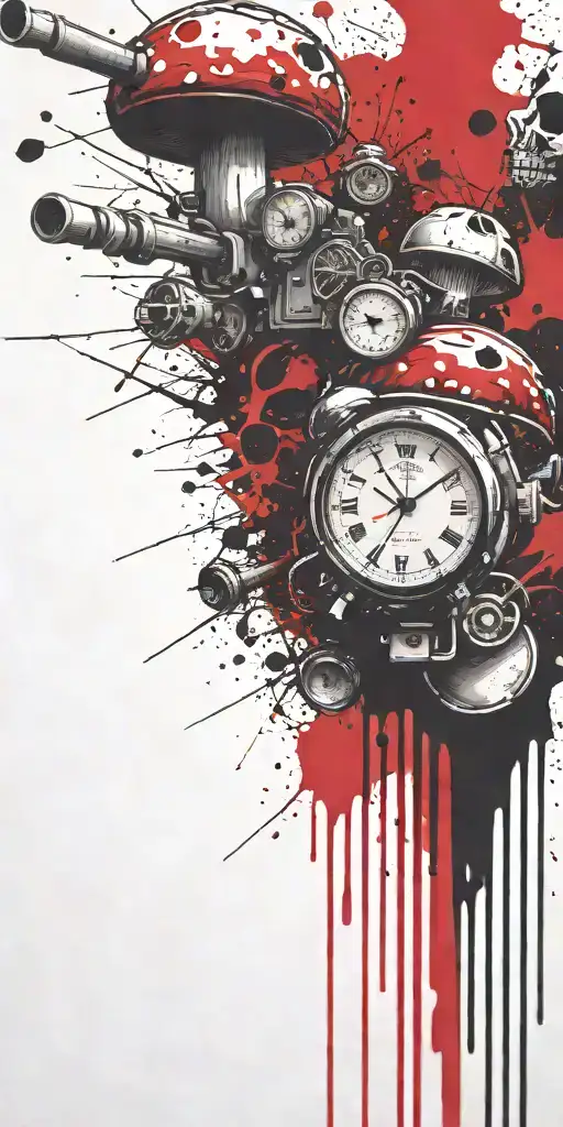  time to get to work procrastinating terrorist shroom grenade exploding tattoo design idea