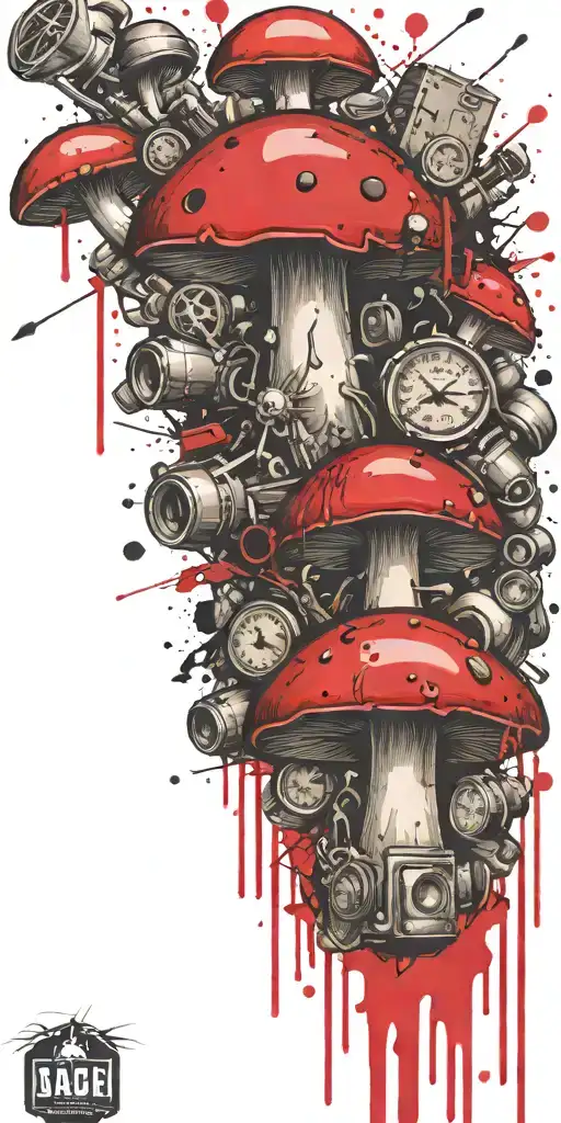 I conscious gangster mushroom grenade  tattoo design idea