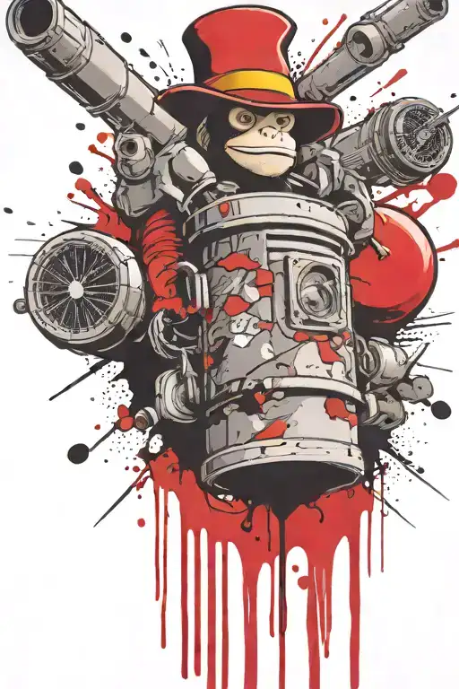 curious George boomers grenade exploding inconspicuouslmushrooms tattoo design idea