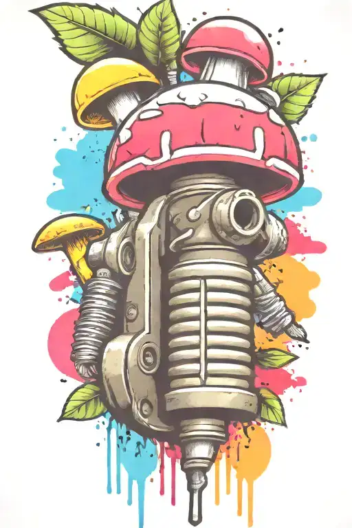 grenade and mushroom combined together  tattoo design idea