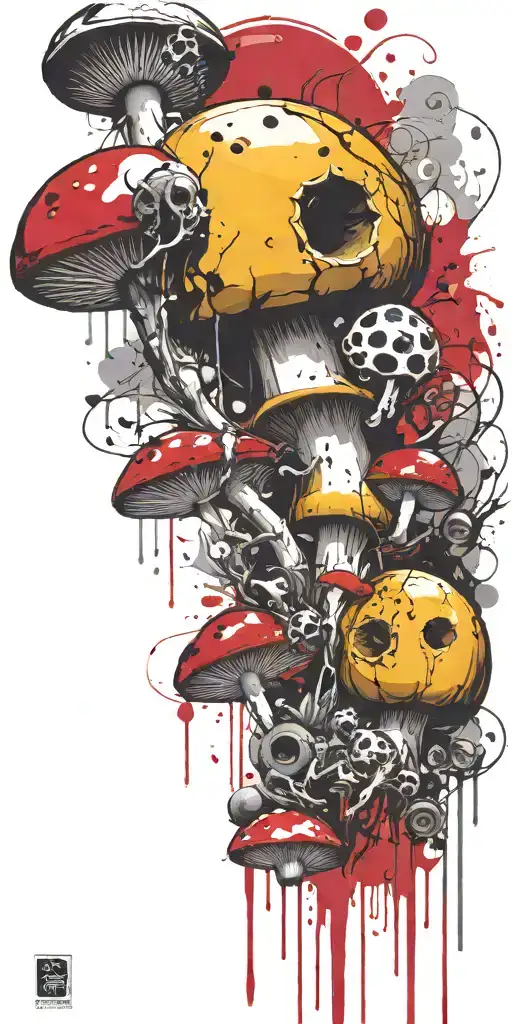 gangster unconscious mushroom grenade boomers tattoo design idea
