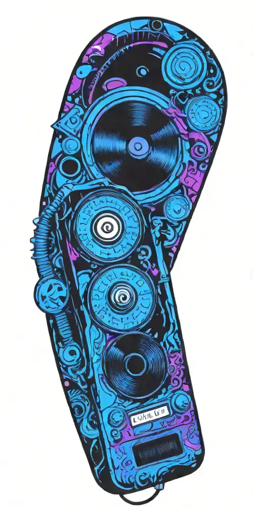 rock music bands speaker and old school dial phone tattoo design idea