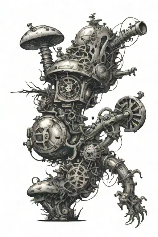 mushroom ticking time bomb tattoo design idea