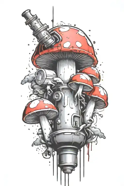 mushroom grenade mixed together tattoo design idea