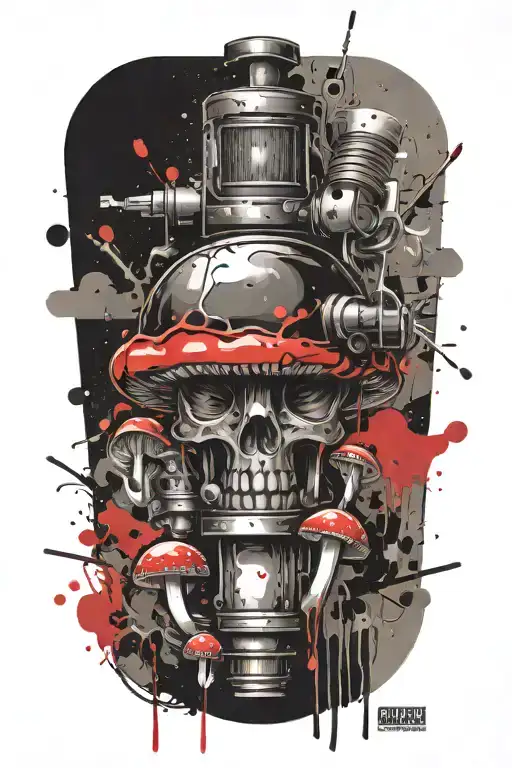 gangster mushroom grenade mixed together tattoo design idea