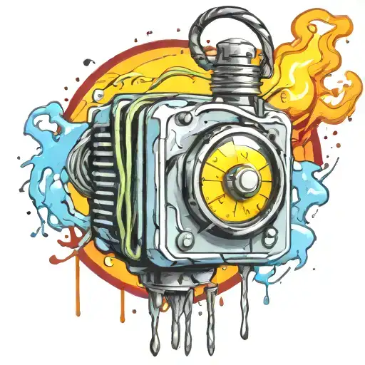  wired explosive bomb with wires and timer melting ice cube tattoo design idea