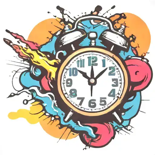 old school alarm clock bomb exploding tattoo design idea