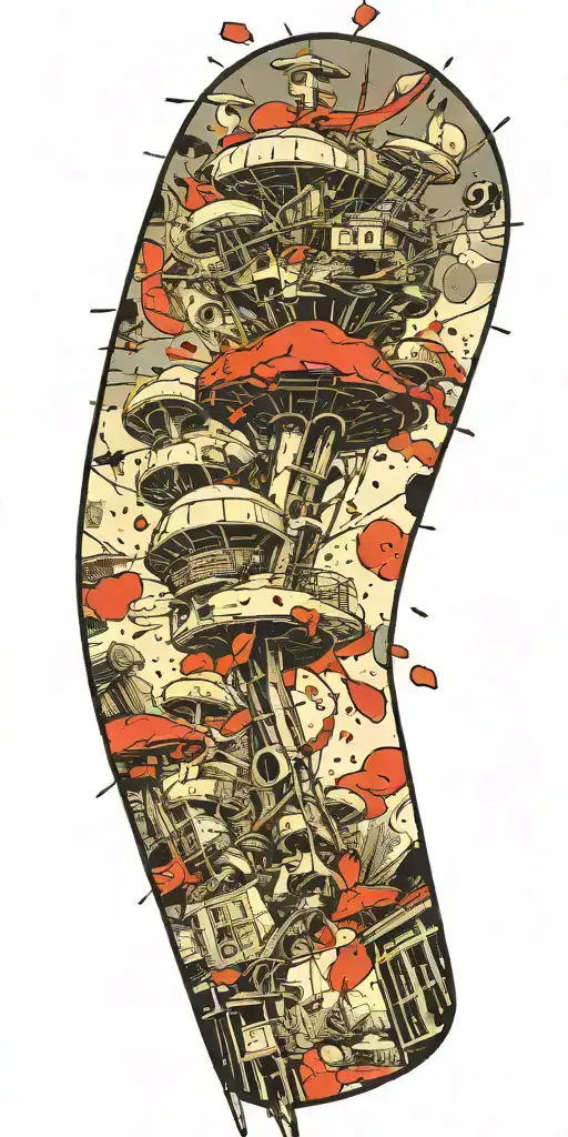 suburban tornado explosion by grenade on shrooms  tattoo design idea