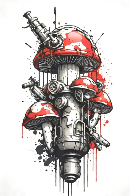 mushroom grenade mixed together tattoo design idea