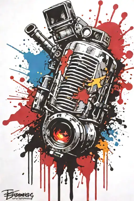 boomers grenade exploding tattoo design idea