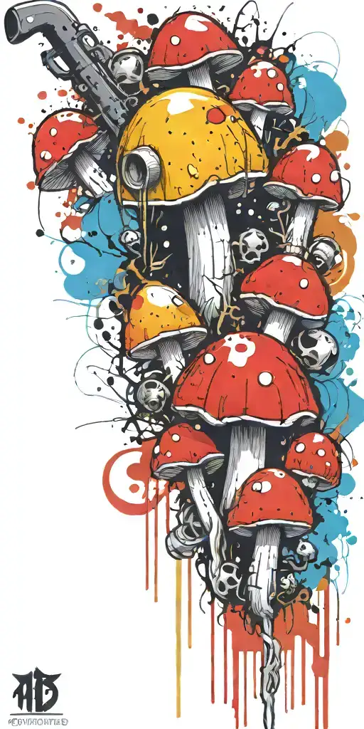 gangster mushroom grenade boomers tattoo design idea