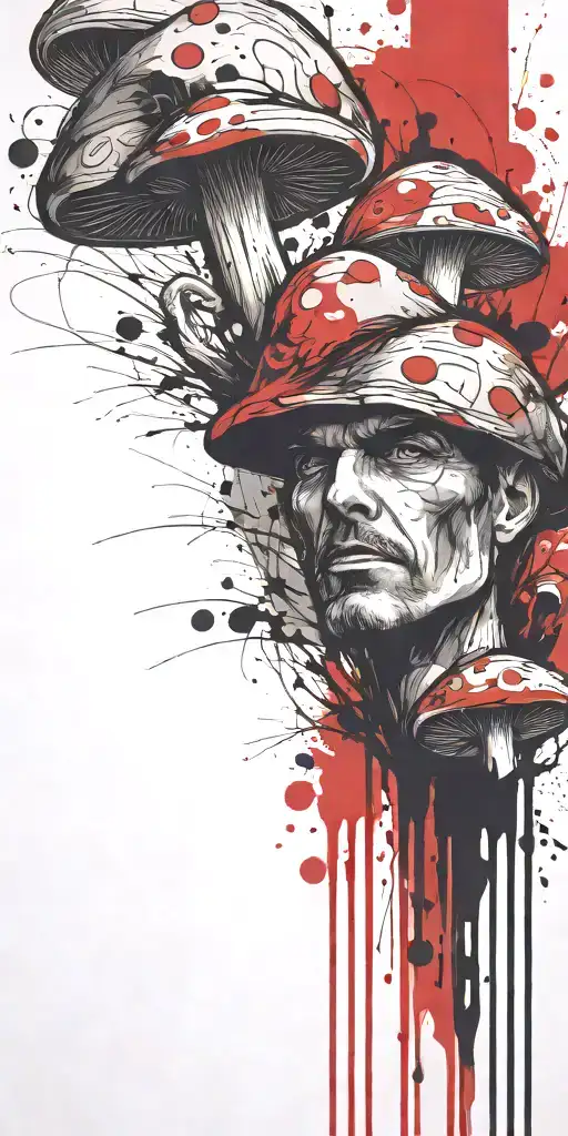 handsome mushroom Matt Dillon  tattoo design idea