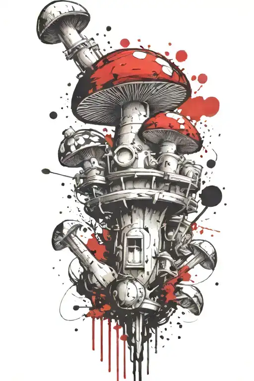 mushroom grenade mixed together tattoo design idea