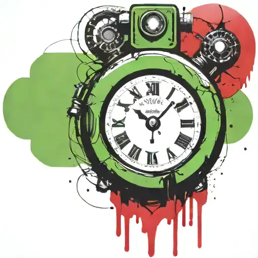 green wired explosive device or bomb and timer running grenade tattoo design idea