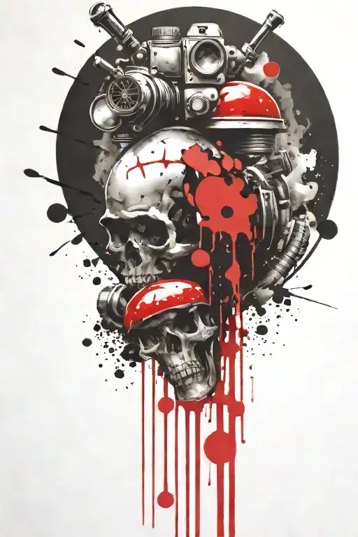  Grenade and mushroom time bomb together  tattoo design idea