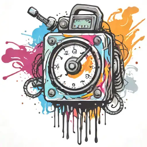  bomb with wires and timer melting ice cube tattoo design idea