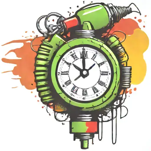  wired explosive device with wires and timer time running grenade tattoo design idea