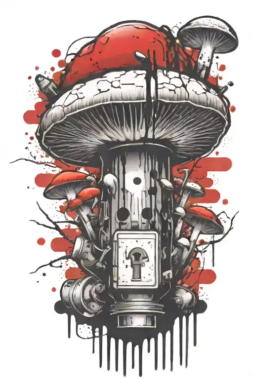  mushroom grenade mixed together tattoo design idea