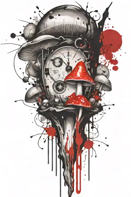 mushroom time bomb tattoo design idea