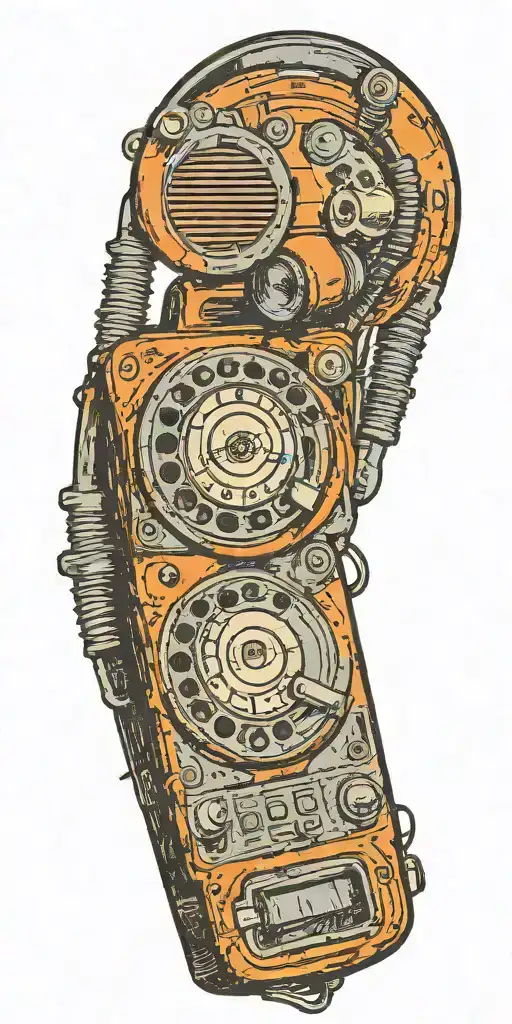 old school dial phone, speakers, record player  tattoo design idea