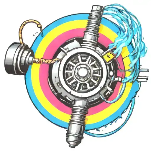wired explosive bomb plastic explosive with detonator with wires and timer and numbers tattoo design idea