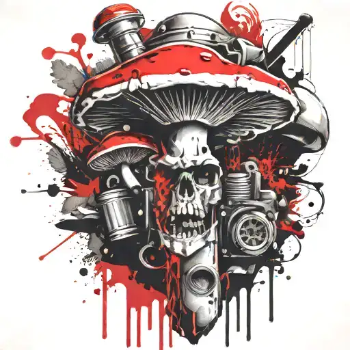 monster  mushroom grenade mixed together  tattoo design idea