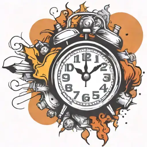 old school alarm clock bomb exploding tattoo design idea