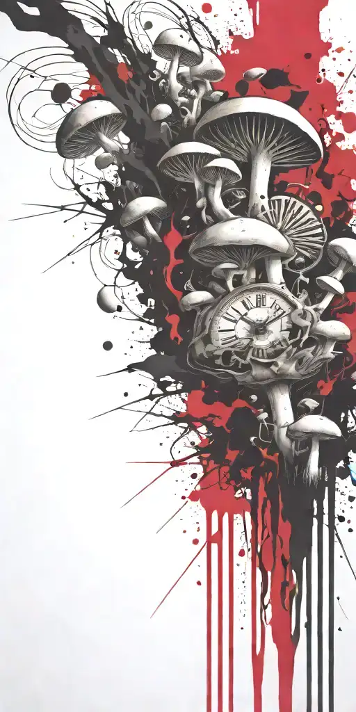 sophisticated mushroom explosives ticking time bomb  tattoo design idea