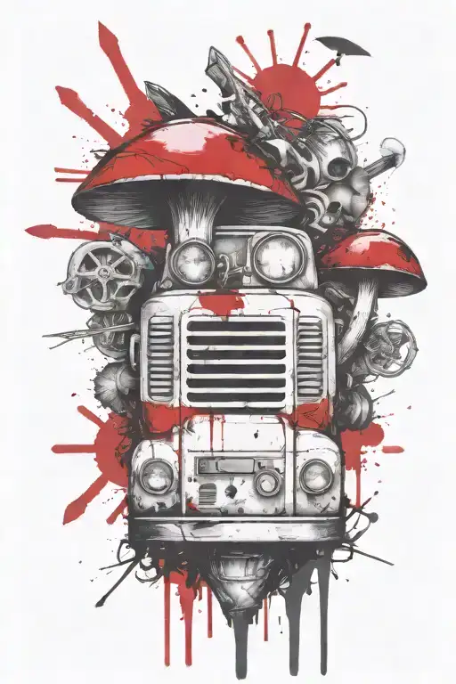 mushroom bow and arrow tattoo design idea