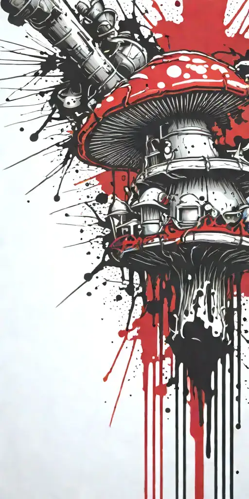 hippy shroom grenade tattoo design idea