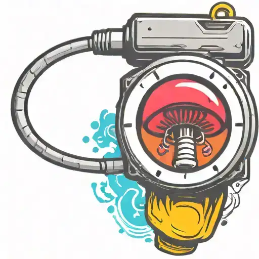 mushroom grenade wired explosive device or bomb and timer running tattoo design idea