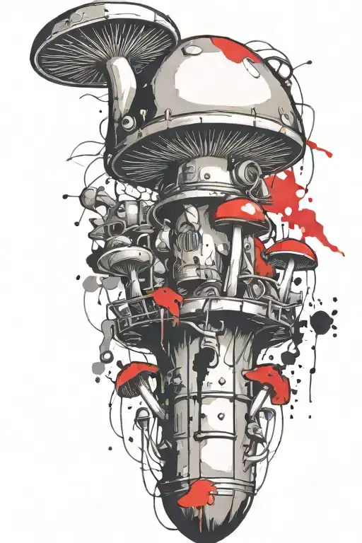 mushroom grenade mixed together tattoo design idea