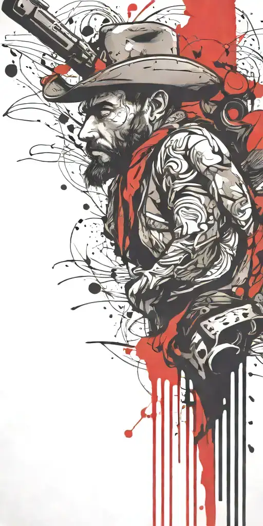 handsome mushroom cowboy  tattoo design idea