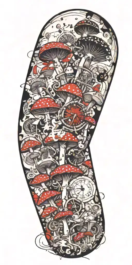 inconspicuous mushroom  ticking time bomb explosion  tattoo design idea