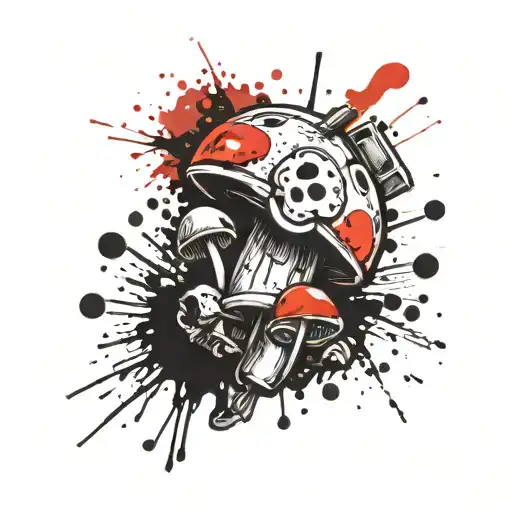mushroom grenade mixed together tattoo design idea