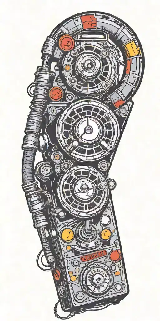 old school dial phone, record player, and radio tornado  tattoo design idea