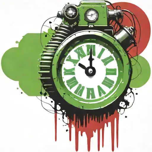 green wired explosive device or bomb and timer running grenade tattoo design idea